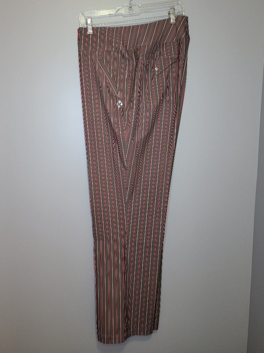 Jofit Brown Red Stripe Golf Pants Women's Size 14 Stretch Performance Trouser